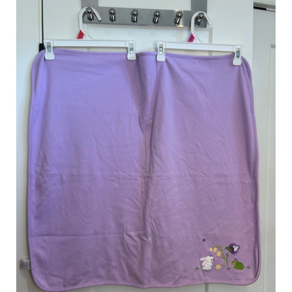 Gymboree Lavender Purple Reversible Cotton Baby Blanket Bunny Turtle Floral 2012